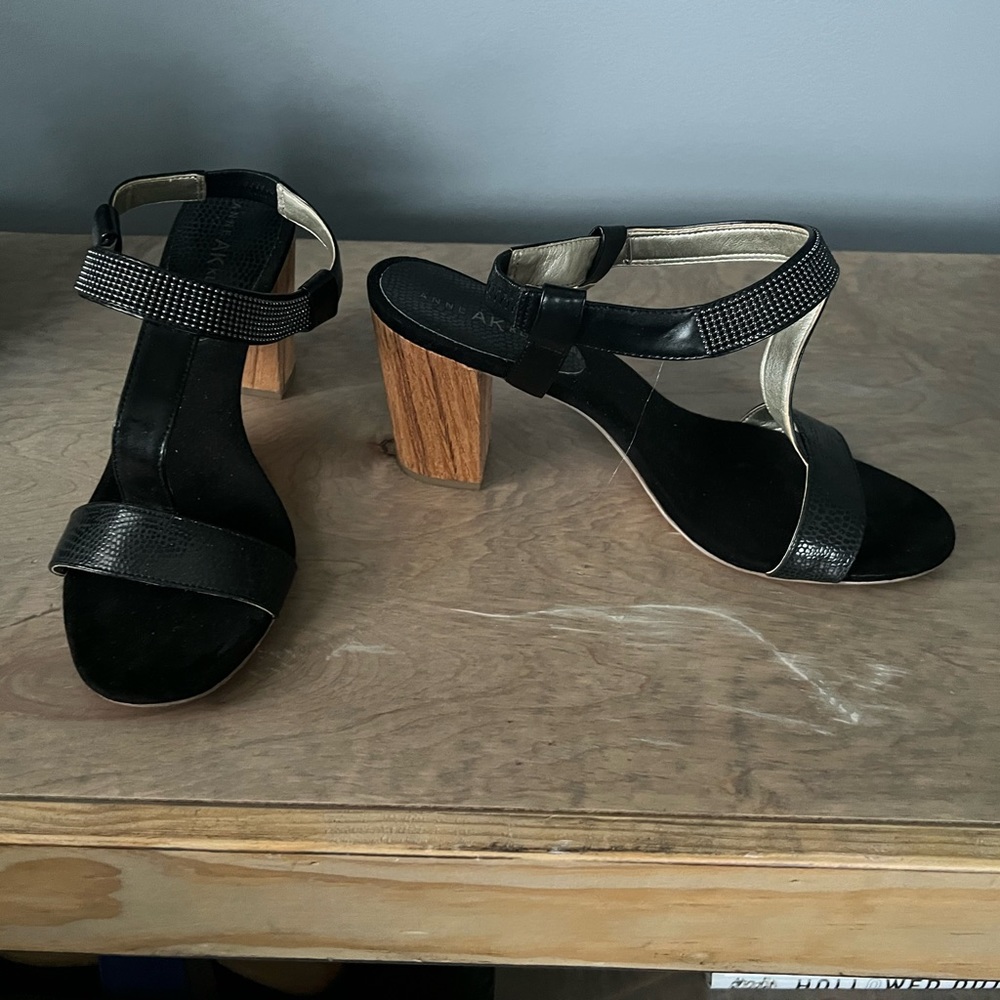 Black block heel sandals